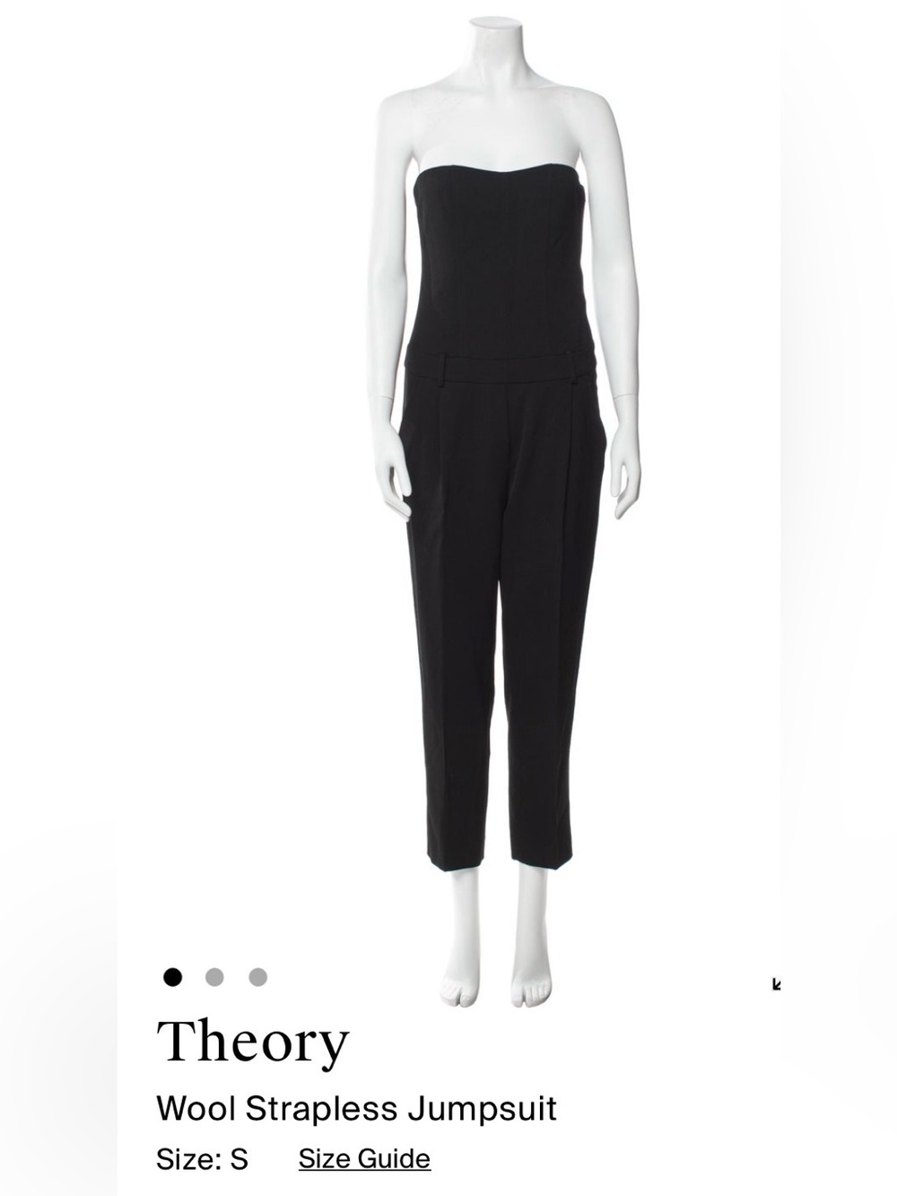 Theory Strapless Black Wool Jumpsuit